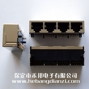 RJ45卧(wò)式4网口座