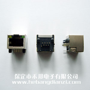 RJ45卧式网口座 带灯